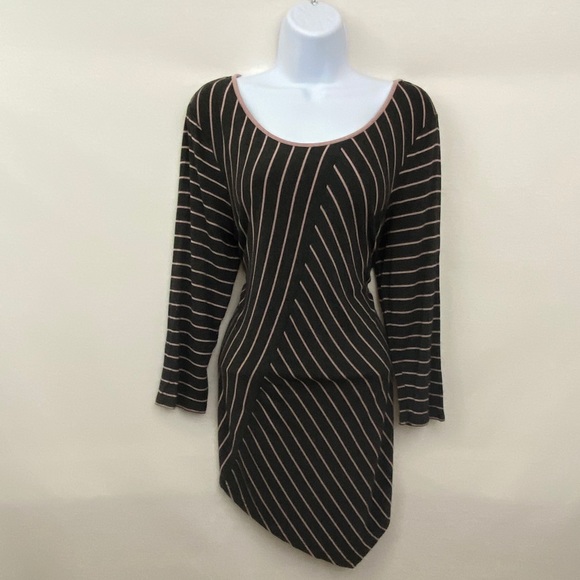 Cable & Gauge Tops - Cable & Gauge Black & Pink Stripe Blouse Sz L W-6